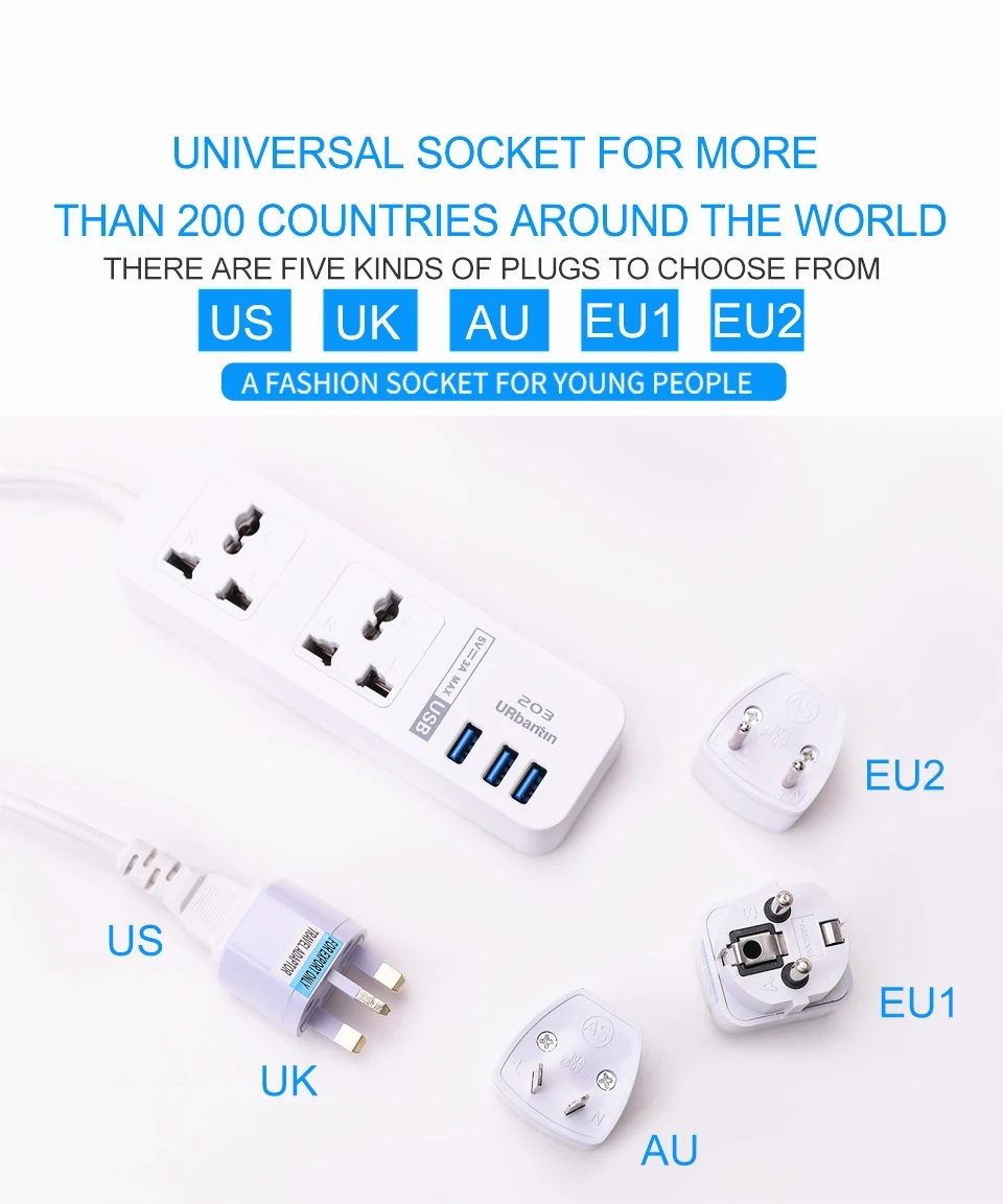 Musubo Быстрая Зарядка телефона 3 USB для iPhone 5 6 7 8P Зарядные устройства+ 2 гнезда стандартный разъем умный дом электронный разъем питания