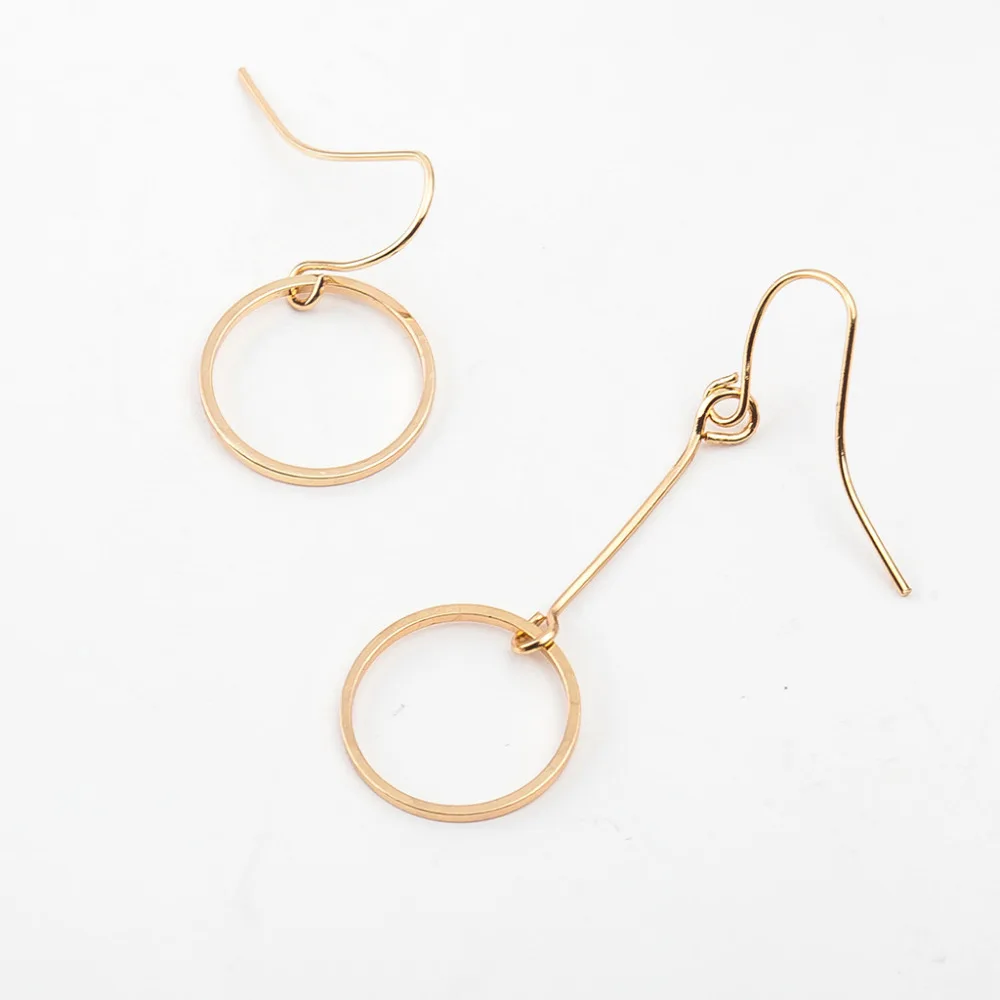 Асимметрия Висячие серьги для женщин круглые стекла треугольник себе золотистые