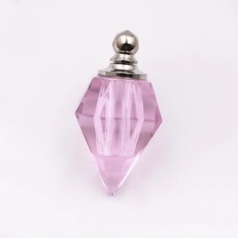 Diamonds-pink 1 шт кристаллический флакон кулон Миниатюрный флакон духов талисманы формирование микрорельфа имени на рисе искусство эфирное масло талисманы ожерелье кулон - Окраска металла: Diamonds-pink
