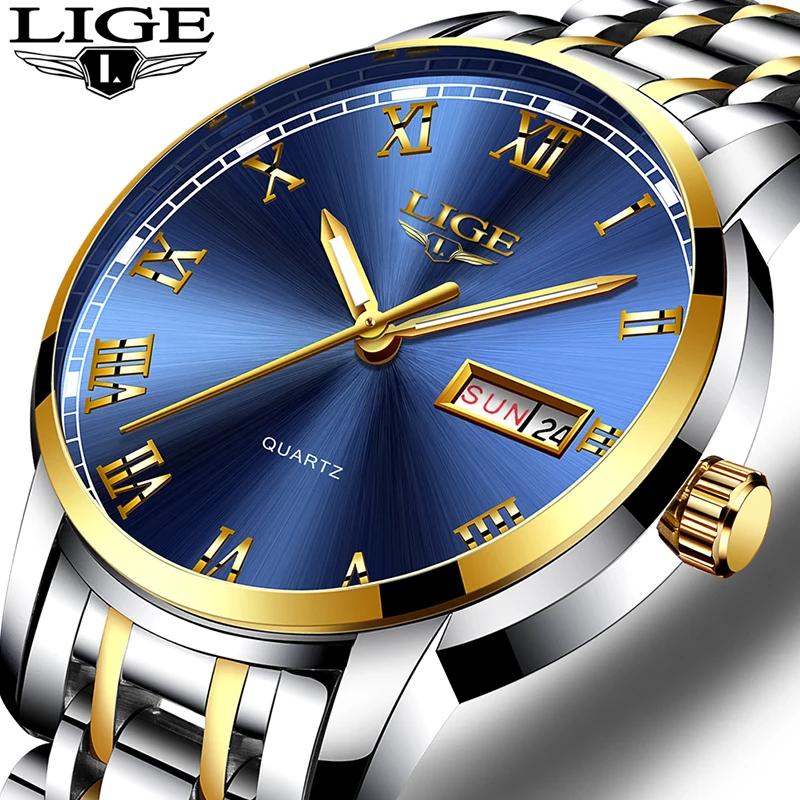 

LIGE Men's Watches Top Brand Luxury Gold Watch Pilot Military Sport Watch Men Waterproof Clock Relogio Masculino Zegarek Meski