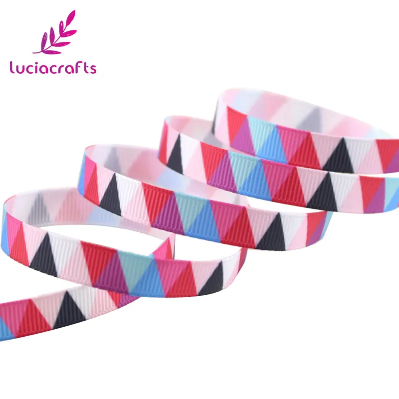 Lucia crafts 5y/6y 10 мм мульти вариант геометрический узор корсажная лента упаковочная лента DIY бант для волос и Швейные аксессуары S0609 - Цвет: Red 5y