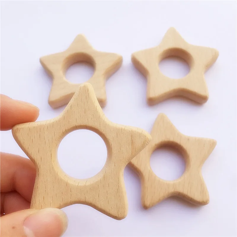 Ченкэй 10 шт. деревянный Прорезыватель зубов в виде звезды кольцо Nature детская