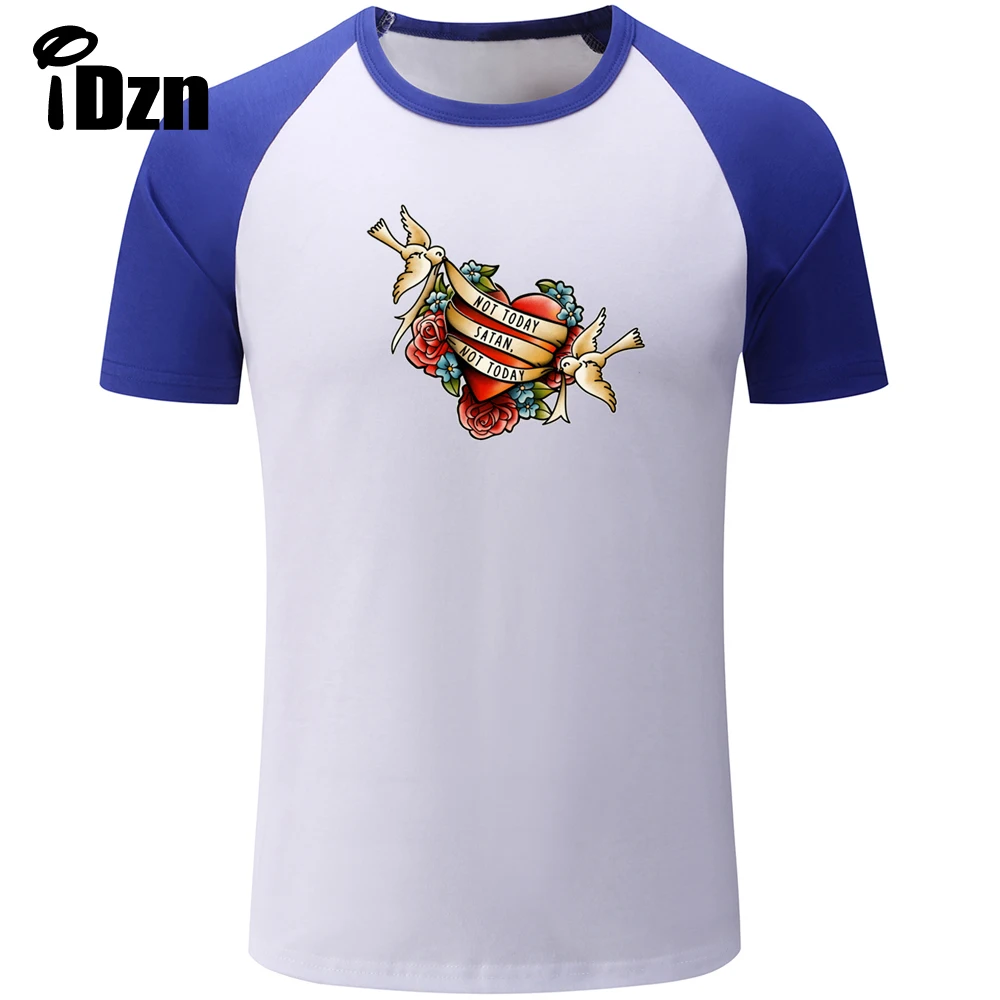 IDzn Not Today Satan ретро арт дизайн Мужская футболка с принтом Повседневная хипстерская