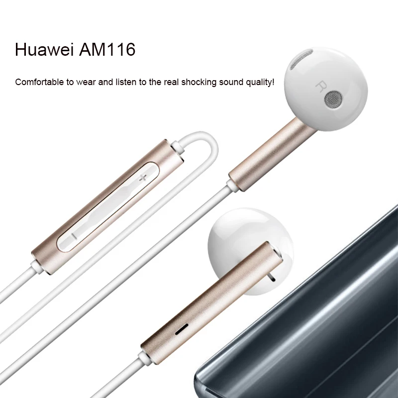 Хит продаж проводные наушники huawei AM 116 вкладыши с микрофоном регулятор громкости