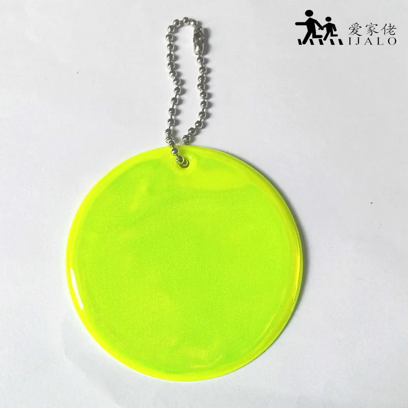 Fluorescent yellow 11 цветов мягкий пвх отражатель светоотражающий брелок подвесные аксессуары для сумок высокая видимость брелки для дорожного движения видимая безопасность использования - Цвет: Fluorescent yellow