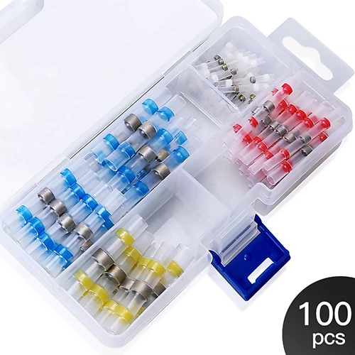 100 pcs box BLYN 100 шт. 50 шт. водонепроницаемый термоусадочный разъем электрические клеммы 24AWG 18AWG 14AWG 6AWG проводящий плавкий солдат разъем - Цвет: 100 pcs box