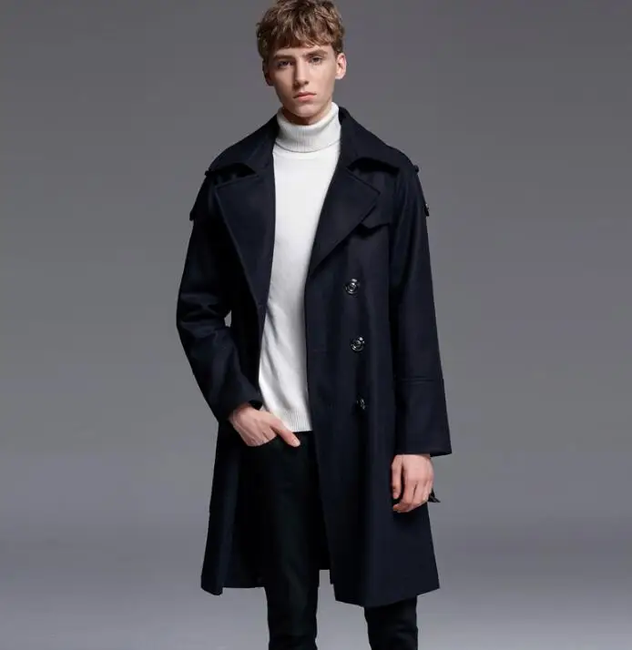 

Модное повседневное шерстяное пальто, мужские тренчи, двубортное пальто, мужское кашемировое пальто, casaco masculino inverno erkek england