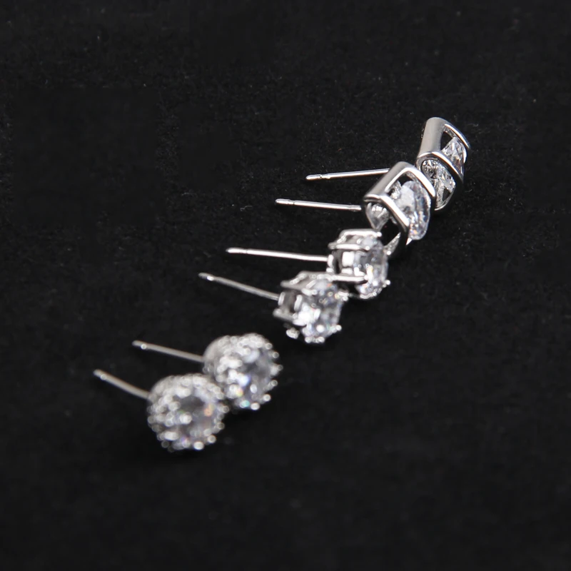 Серьги гвоздики женские с кристаллами 5 парт/компл.|stud earrings|crystal earringsearring studs earrings |