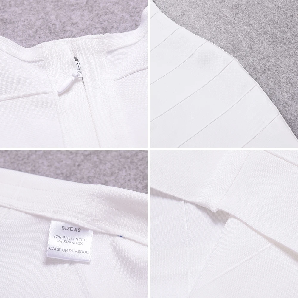 

2019 Newest Bandage Dress White Dress Long Sleeve Mini Length above Knee O Neck Fashion Women Sexy Elegant Club Wear