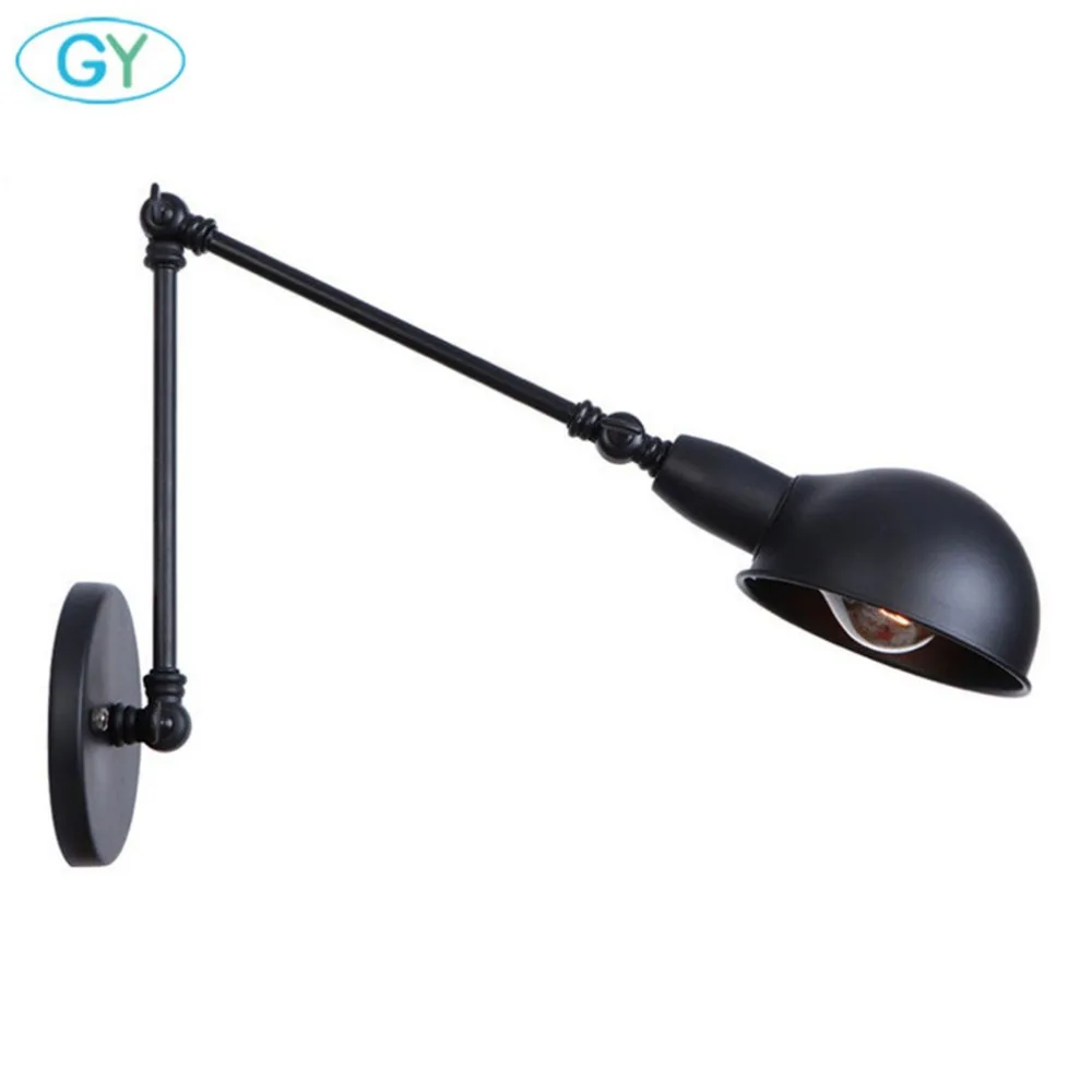 Goedkoop Antieke Zwarte 2 Arm Verstelbare Wandlamp Up Down E26 Swing Arm Muur Verlichting Armatuur Kantoor Sconces Lamp