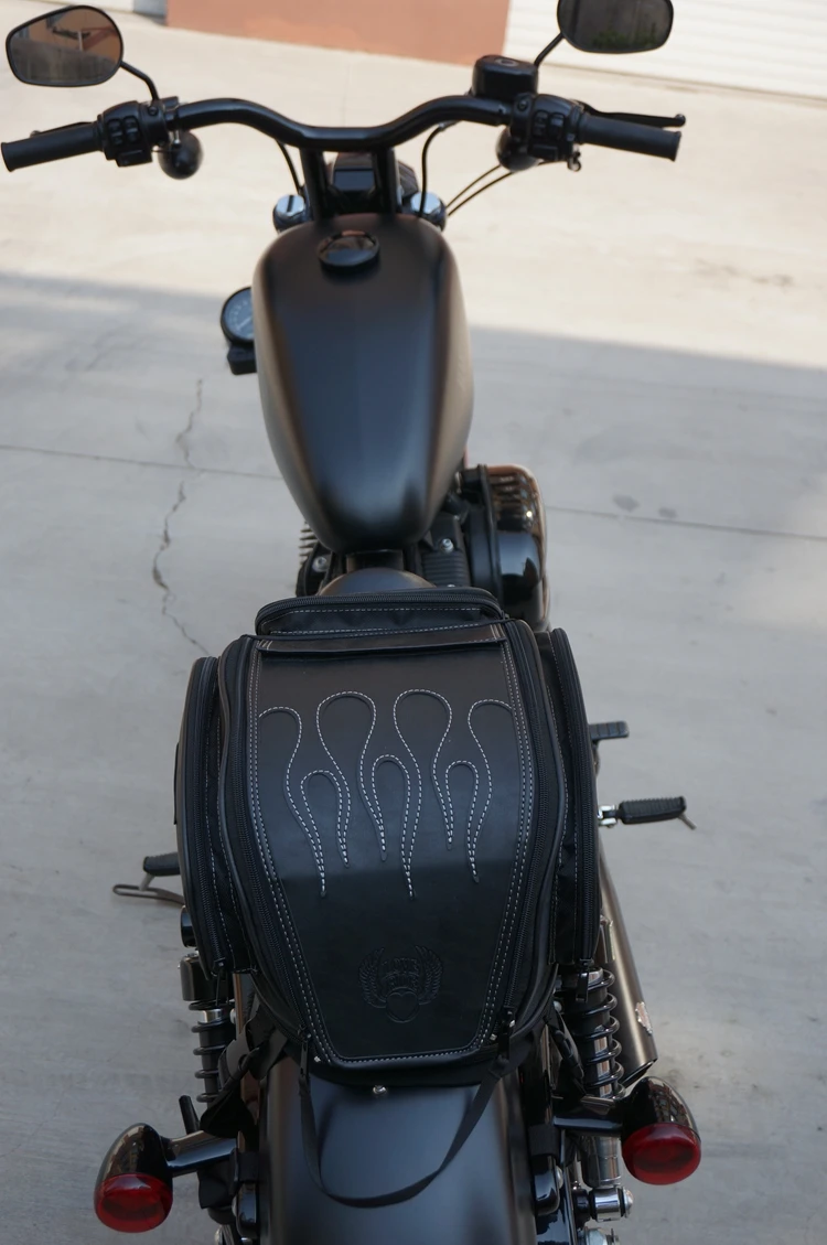 17L до 24L микрофибра кожа Harley &amp Cruiser пламя Мотоцикл расширяемый Хвост сумка |