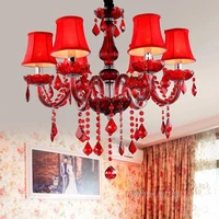 free shipping red crystal chandelier 6 arms luxury crystal light fashion chandelier crystal light modern chandeliers