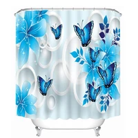 shower curtains 3d circle purple flowers and butterfly pattern bathroom curtains waterproof thicken bath curtain