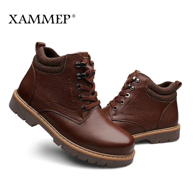 Мужские ботинки из натуральной кожи Xammep брендовая Повседневная зимняя обувь