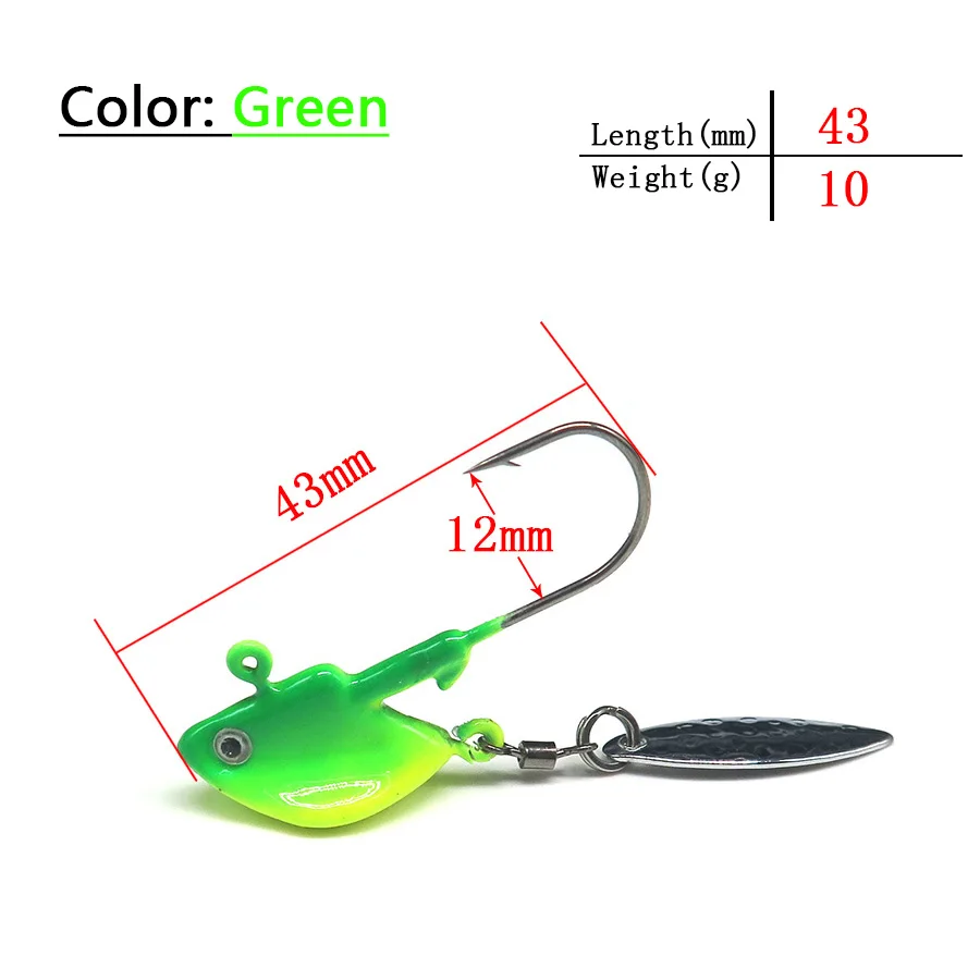 3 шт./лот зеленая приманка-блесна с очень острым рыболовным крючком приманка
