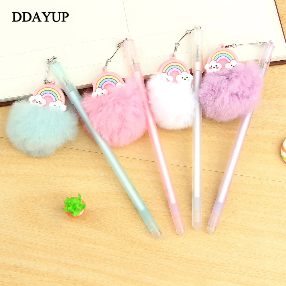 1 шт милая Радужная облачная шариковая гелевая ручка с плюшевым кулоном
