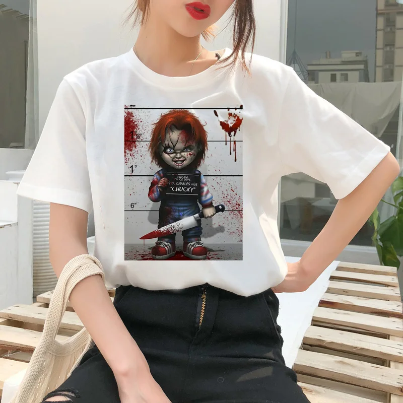 Chucky футболка ужас женский топ уличная футболка ulzzang Футболка Модные женские рубашки femme Футболка Одежда - Цвет: 2502
