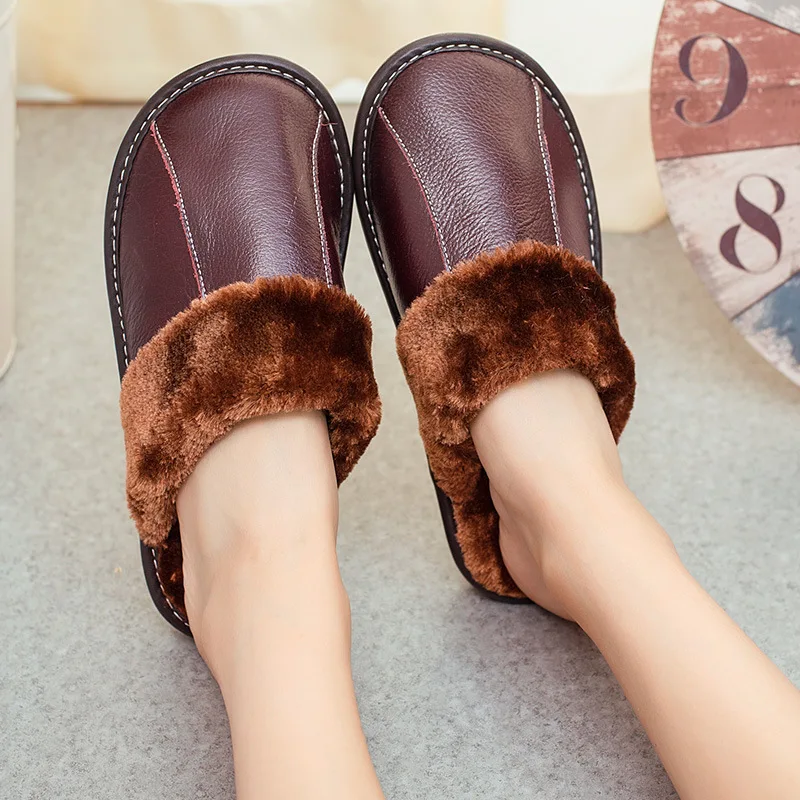 Тапочки BeckyWalk из натуральной кожи для мужчин и женщин домашние тапочки