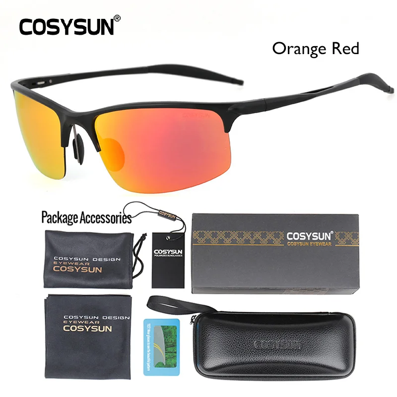COSYSU, брендовые поляризованные солнцезащитные очки, мужские, фирменный дизайн, новинка, алюминиевые очки, для вождения, UV400, солнцезащитные очки, очки, Oculos De Sol - Цвет линз: Orange Luxury PKG