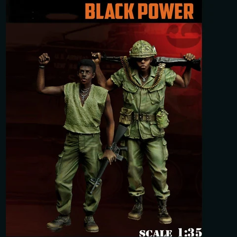 1/35 масштаб Неокрашенная полимерная фигурка US black power 2 фигурки GK фигурка|Наборы