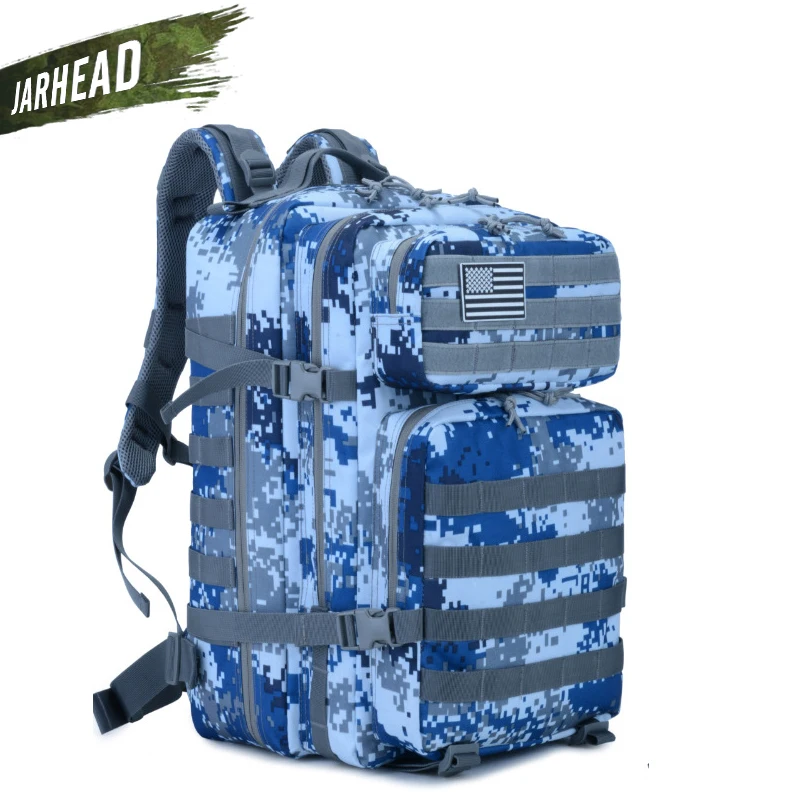 Темно-синий Тактический штурмовой рюкзак 3P EDC Molle, мужской рюкзак для занятий спортом на открытом воздухе, альпинизмом 45L, охотничьей походной Оксфордской сумкой
