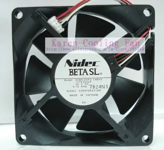 

Nidec 8cm 8025 24v 0.12a D08A-24PU 14BH3 Cooling fan