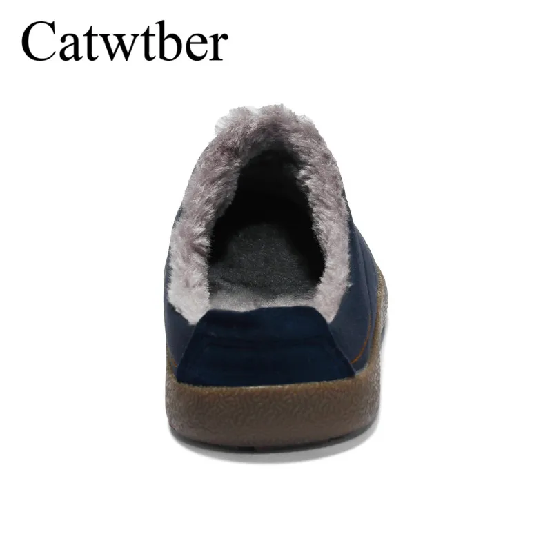Catwtber Winter Plush Women Slippers Shoes Big Size 48 Slides Home Unisex Fleece Warm Fur Thicken Cotton-padded | Обувь