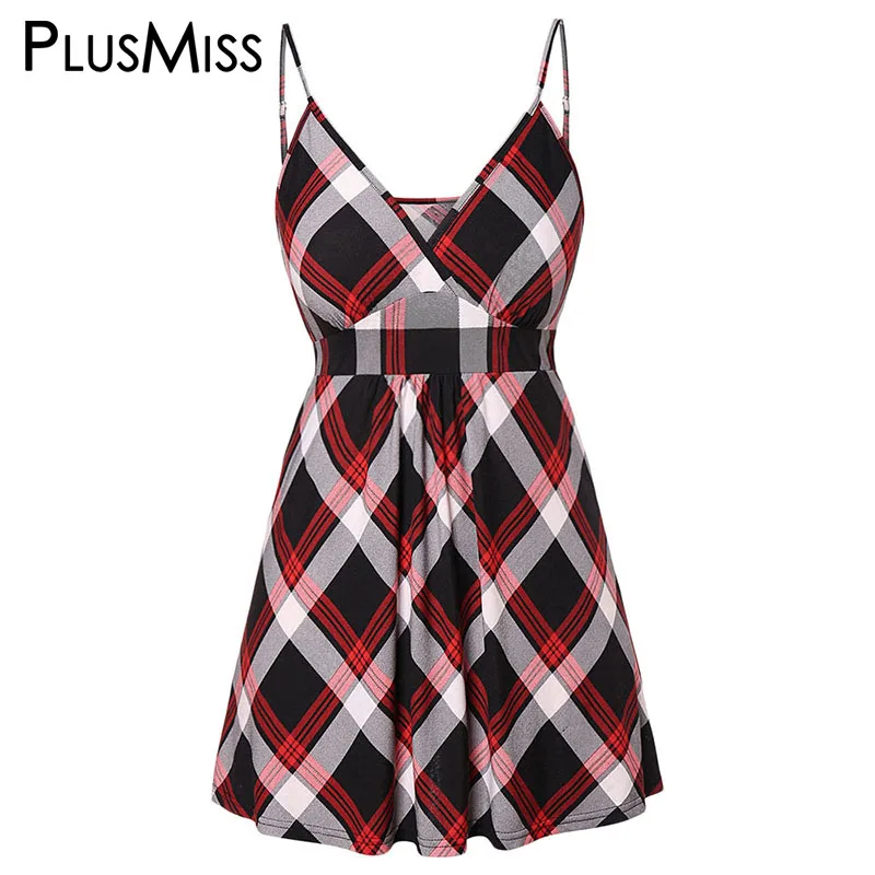PlusMiss плюс размеры 5XL Проверено Спагетти Stap Cami Топы корректирующие летние XXXXL XXXL для женщин Одежда большого размера плед жилет без рукавов бретели