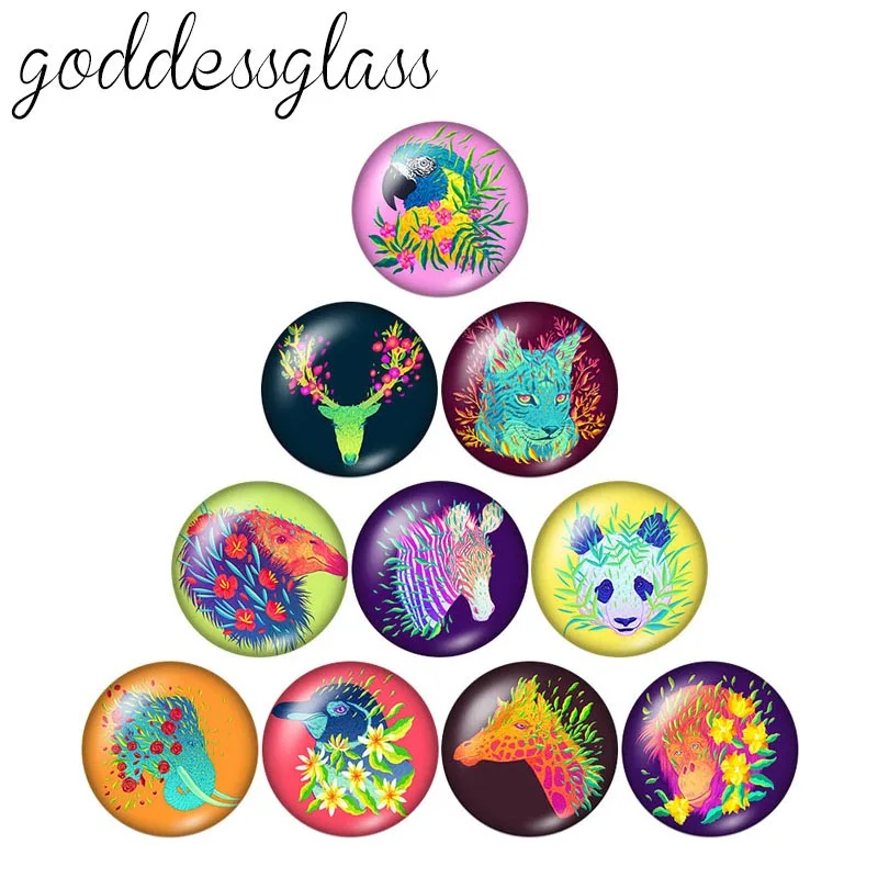 

New artistic animals Beauty colorful 10pcs 12mm/18mm/20mm/25mm Round photo glass cabochon demo flat back Making findings ZB0614