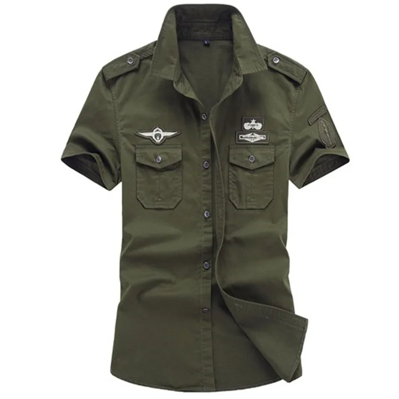 XIYOUNIAO размера плюс M~ 5XL 6XL Новая мужская летняя хлопковая рубашка поло с коротким рукавом армейская ВВС one Мужская дышащая рубашка camisa masculina - Цвет: 3
