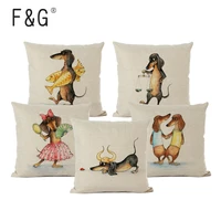 12 zodiac dachshund dog cushion cover for living room comic cartoon sausage dog art decorative pillows home decor pillow cover