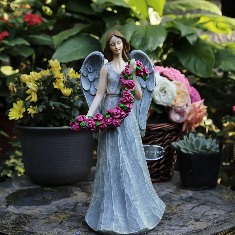 

34cm Europe Resin Beauty Figurines Home Furnishing Fairy Crafts Decoration Angels Baby Handicraft Ornament Wedding Gift