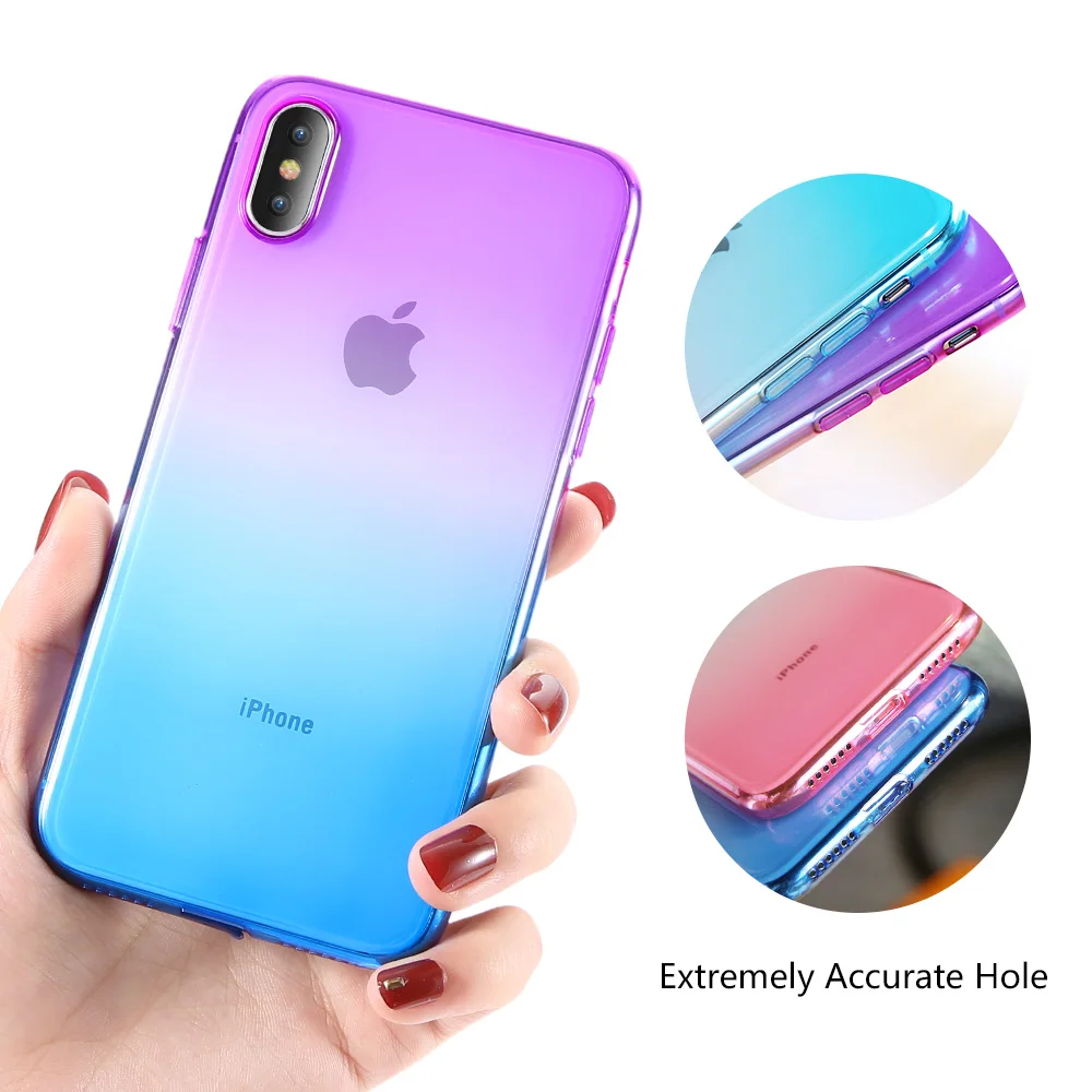 Kisscase чехол для iPhone 6 6S 7 8 Plus мягкий цветной из термопластичного полиуретана X Xr Xs Max