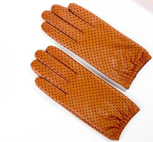 orange Женские перчатки из натуральной кожи с сетчатыми отверстиями, женские перчатки из натуральной овчины, дышащие перчатки для вождения мотоцикла R797 - Цвет: orange