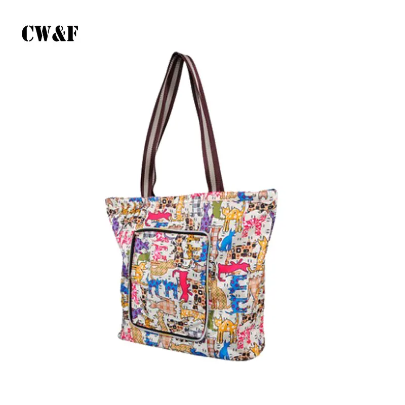 Large-capacity waterproof living green shopping bag convenient folding bag thick shoulder zipper bag