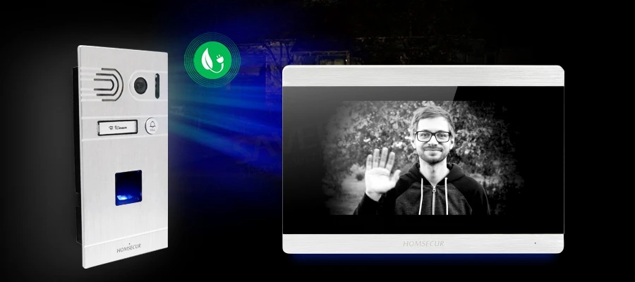Homsecur " Проводной Видео и Аудио Домашний Интерком+ Камера отпечатков пальцев+ Сенсорный экран монитор для квартиры