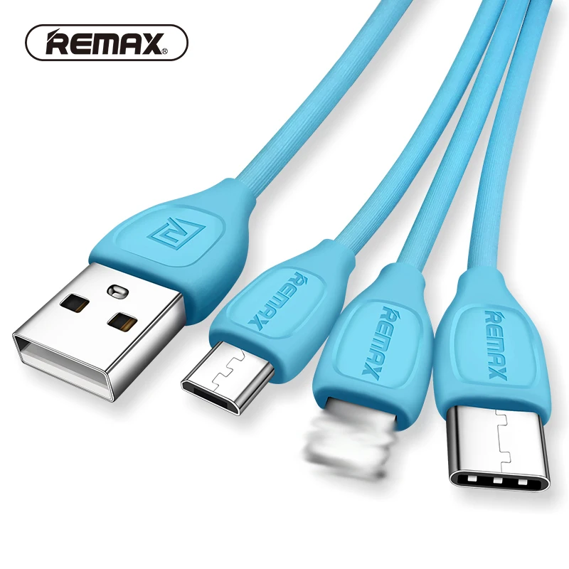 REMAX Lesu 3в1 зарядный кабель type C Micro USB для быстрой зарядки iphone