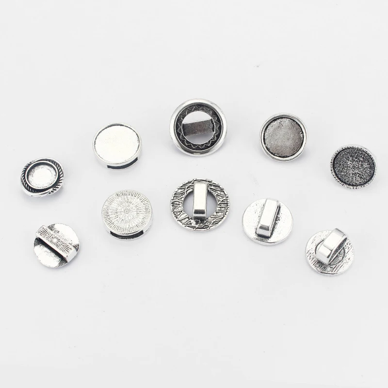 

10pcs Slider Spacer Fit Flat Leather Cord ,Round Base Bezel Setting For Cameo DIY Jewelry Making Accessories