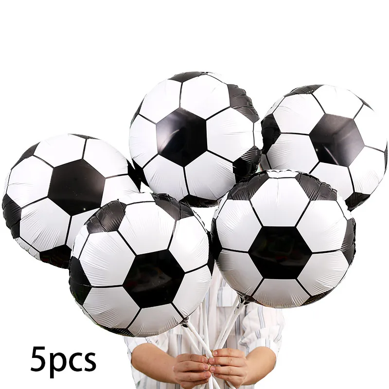 5pcs football foil 13 шт., вечерние круглые шары для футбольной тематики, черные, белые, конфетти, гелиевые шары, для спорта, для мальчиков, вечерние украшения - Цвет: 5pcs football foil