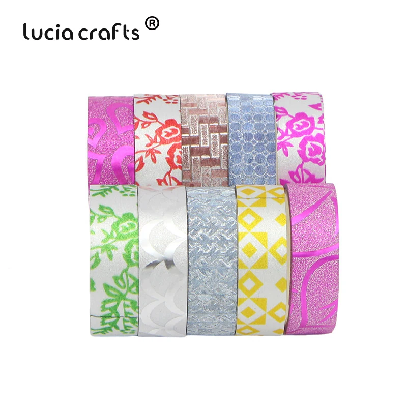 Lucia crafts 10 шт. Блестящая Бумага васи ленты самоклеющиеся наклейка, сделай сам, скрапбукинг Дневник украшения школьные офисные принадлежности I1006