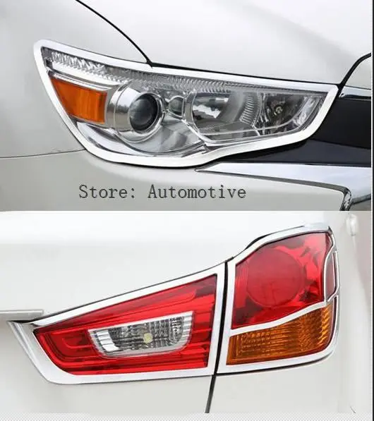Для Mitsubishi ASX Outlander Sport RVR 2011 2012 2013 2014 2015 Хромированная передняя фара + задняя обшивка
