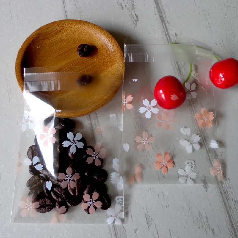 100 шт вишневого цвета маленькие прозрачные пакеты для печенья самоклеющиеся