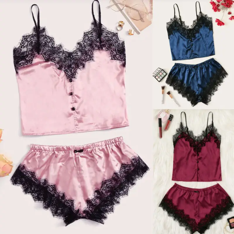 Комплект из 2 предметов женское сексуальное нижнее белье атласный кружевной