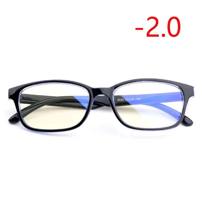 Myopia 200 Анти-синий светильник для женщин и мужчин, очки для близорукости с градусом, Модный ПК синий светильник, блокирующие близорукие очки-1,0-1,5-2,0-4,0 - Цвет оправы: Myopia 200