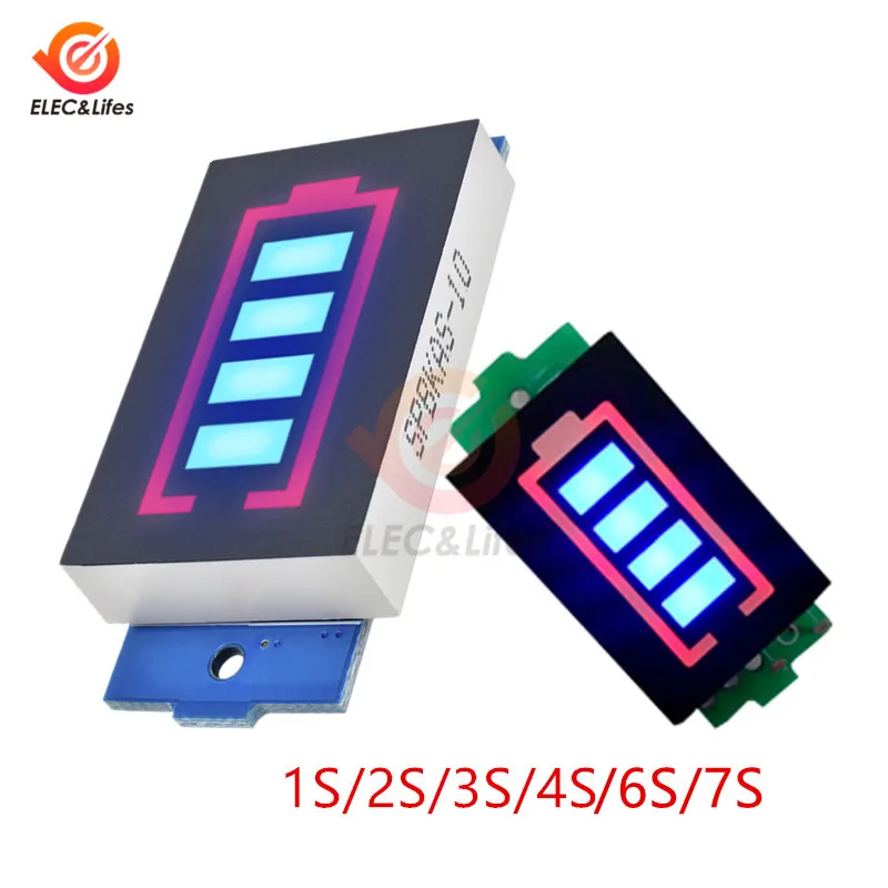 Индикатор емкости литиевых аккумуляторов 1S 2S 3S 4S 6S 7S 18650 дисплей для тестера