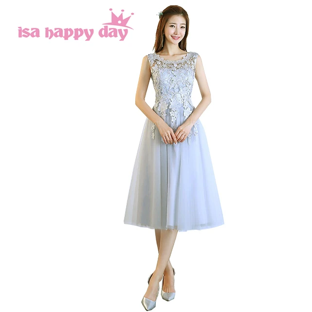 

robe de soiree girls bridesmaid short bride maid dress gray bridal teen girl tulle dresses for teens weddings under 50 H4193