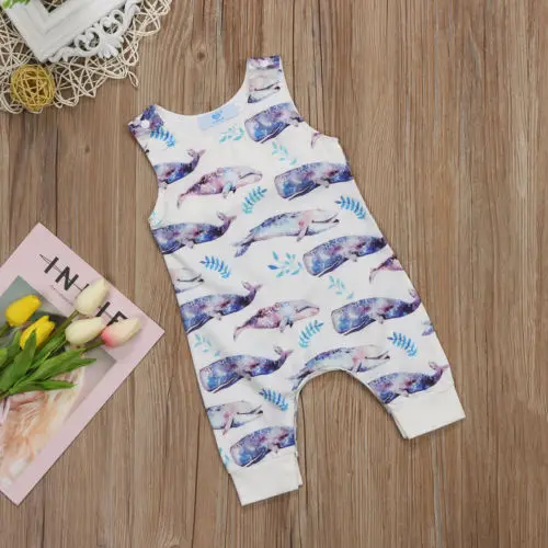 Детский комбинезон с Китом без рукавов на возраст 0 24 месяца|baby boy girl|rompers rompersromper