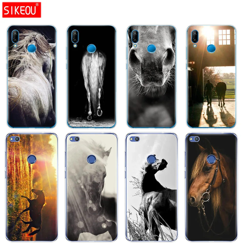 Силиконовый чехол для телефона Huawei P20 P7 P8 P9 P10 Lite Plus Pro 2017 P Smart Sunset and horse|Бамперы| |