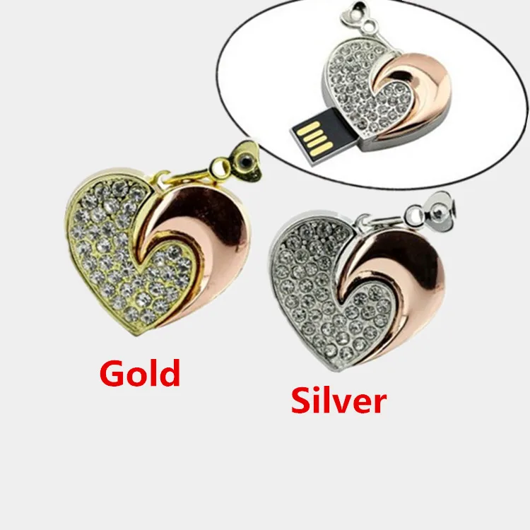 Подарочная металлическая usb флешка с сердцем 8g 16g 32gb 64GB флэш-память палка