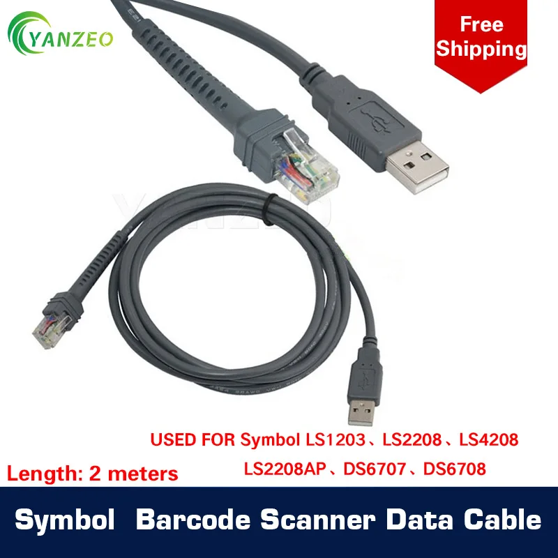 USB-кабель YANZEO 2 м для сканера штрих-кодов Symbol Motorola LS1203 LS2208 LS2208AP LS4208 LS3008 DS6707 DS6708 Cab-02 |